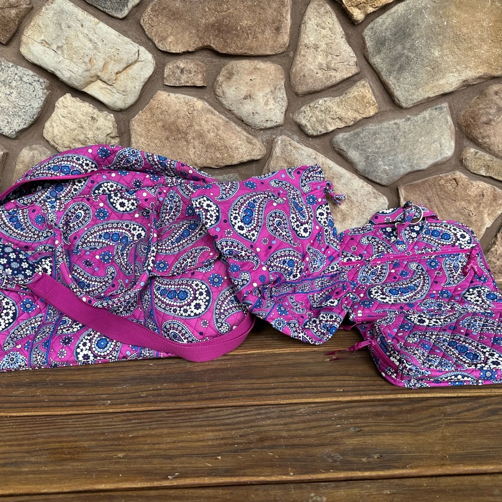 Vera Bradley Pink Paisley Travel Bag Set